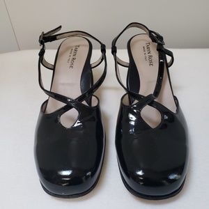 TARYN ROSE Black Tova Patent Leather Cross Strap Slingback Women's Size 8